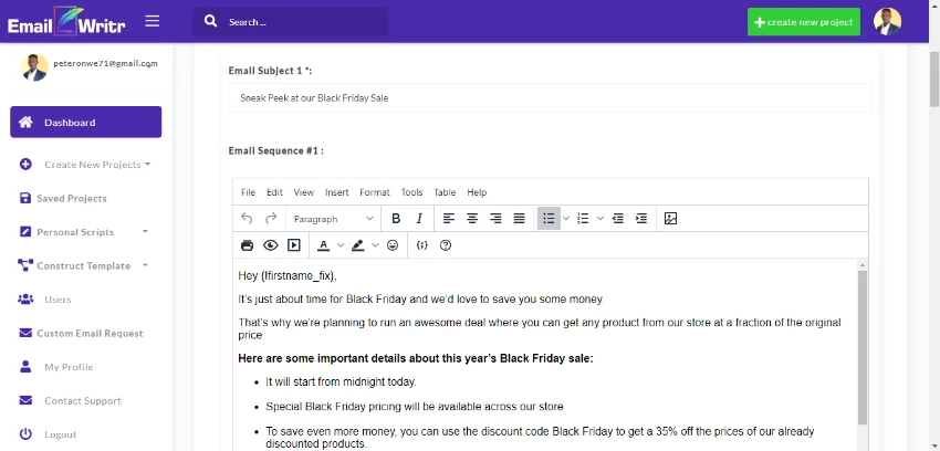 EmailWritr Email Template