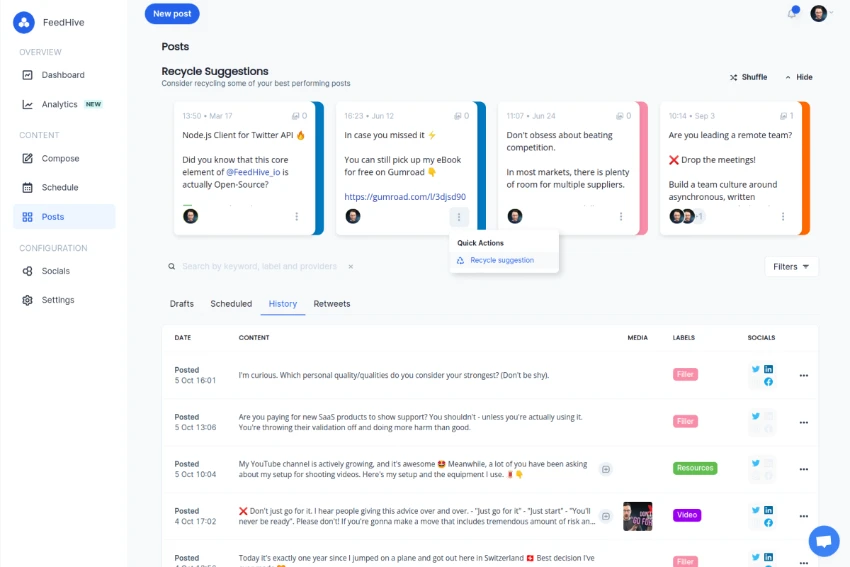 Feedhive Schedule