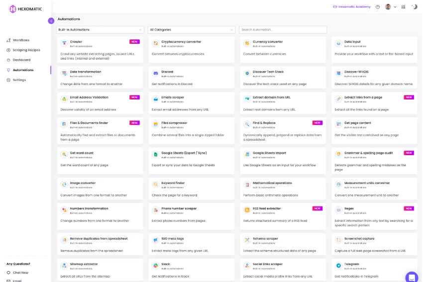 Hexomatic Lifetime Deal - Customize scraping recipes