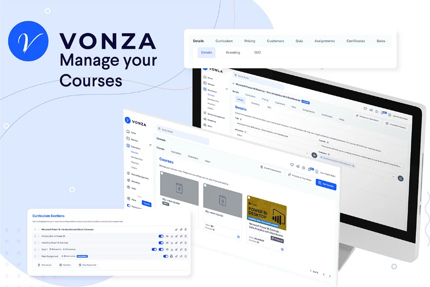 Vonza Review and Lifetime Deal - manage Course